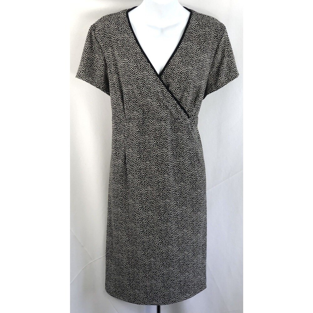 Motherhood maternity surplice wrap dress XL blk geo ShortSleeve empire Tie waist
